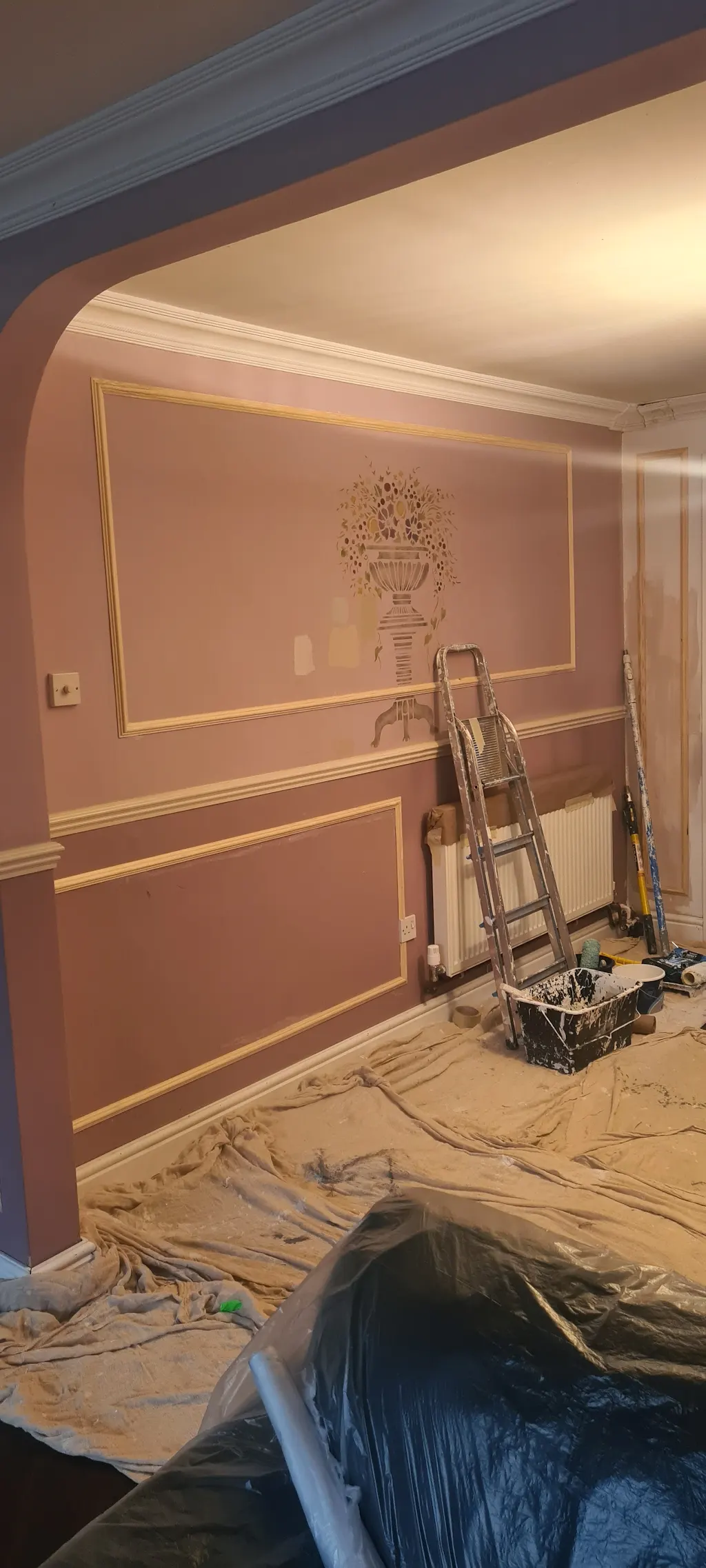 Panelled feature wall — decorated — before